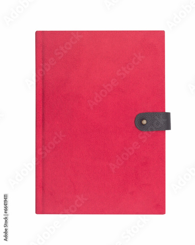 Photo: Blank red hardcover notebook isolated Blank red hardcover notebook isolated