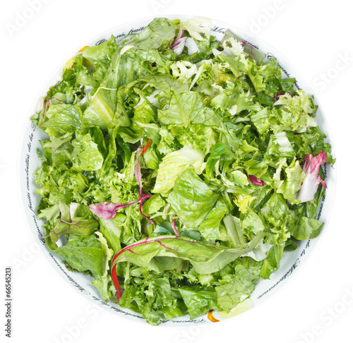 Photo: above view of fresh italian lettuce mix above view of fresh italian lettuce mix
