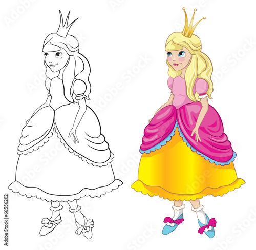 Illustration: Princess - contour and outline Princess - contour and outline