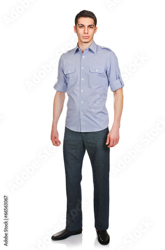 Photo: Man in fashion look isolated on white Man in fashion look isolated on white