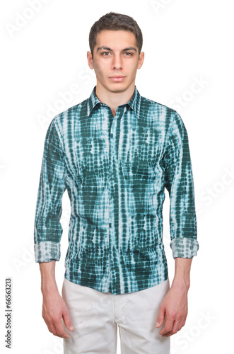 Photo: Male model with shirt isolated on white Male model with shirt isolated on white