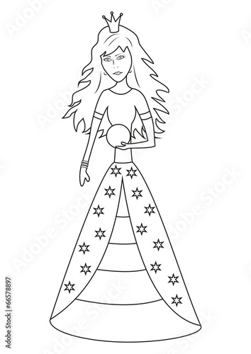 Vector: princess and ball - coloring book princess and ball - coloring book