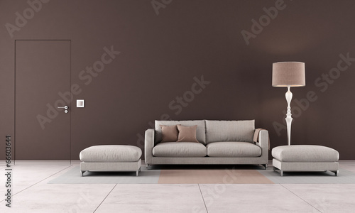 Illustration: Brown contemporary living room Brown contemporary living room