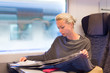 Lady traveling by train. Lady traveling by train.