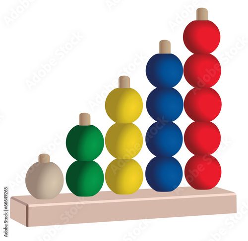 Vector: Wooden or plastic five colored vertical abacus toy Wooden or plastic five colored vertical abacus toy