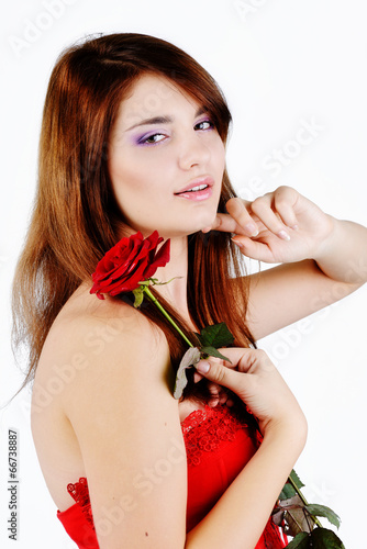 Photo: sweet teen girl with rose sweet teen girl with rose
