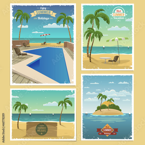 Vector: Summer Retro Backgrounds Summer Retro Backgrounds