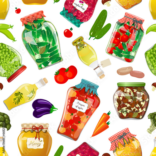 Vector: seamless texture with preserve food seamless texture with preserve food