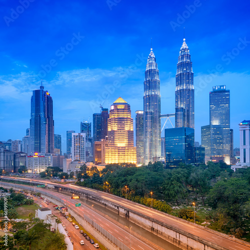 Photo: Night view of Kuala Lumpur skyline. Night view of Kuala Lumpur skyline.