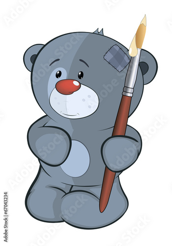 Vector: The stuffed toy bear cub the artist cartoon The stuffed toy bear cub the artist cartoon