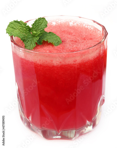 Photo: Watermelon juice with mint leaves Watermelon juice with mint leaves