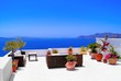 Luxurious terrace overlooking the sea on Santorini, Greece Luxurious terrace overlooking the sea on Santorini, Greece