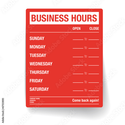 Vector: Business hours vector template Business hours vector template