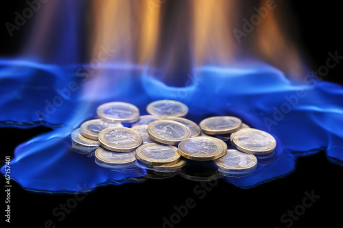 Photo: coins on fire coins on fire