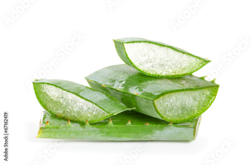 Photo: cut aloe leaves on white background cut aloe leaves on white background