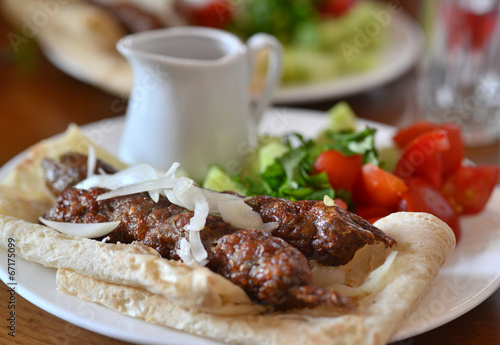 Photo: Georgian cuisine - Kebab in pita bread. Georgian cuisine - Kebab in pita bread.