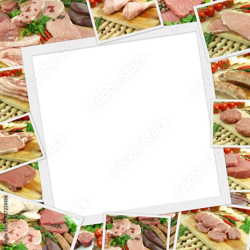 Photo: Photos collection of raw meat with copy space Photos collection of raw meat with copy space