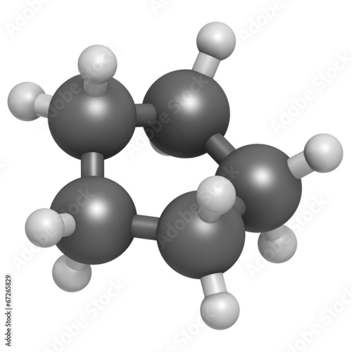 Illustration: Cyclopentane cycloalkane molecule. Used in refrigerators. Cyclopentane cycloalkane molecule. Used in refrigerators.