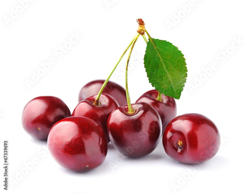 Photo: Black cherries on white Black cherries on white