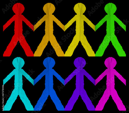 Photo: Colorful Cutout Paper Cardboard Men Colorful Cutout Paper Cardboard Men