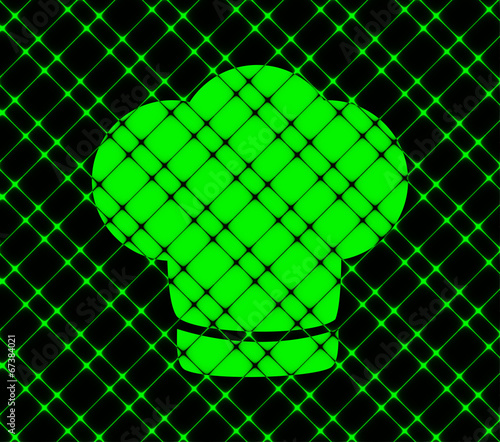 Illustration: Chef cap icon flat design with abstract background Chef cap icon flat design with abstract background