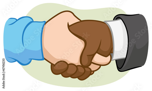 Vector: Caricature hugging interracial hand Caricature hugging interracial hand