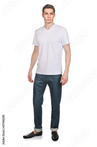 Photo: Man in fashion look isolated on white Man in fashion look isolated on white