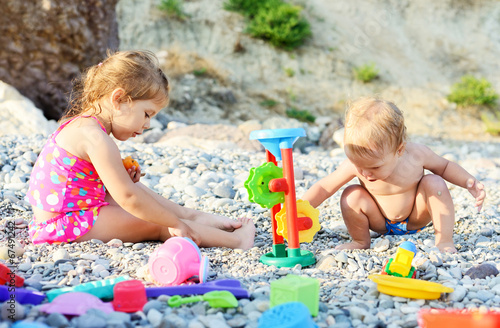 Photo: children on the beach children on the beach
