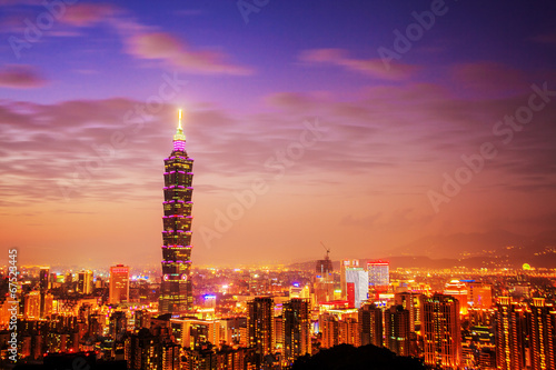 Photo: Taipei's City Skyline at sunset with the famous Taipei 101 Taipei's City Skyline at sunset with the famous Taipei 101
