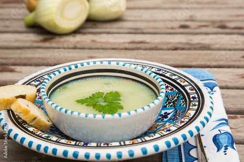 Photo: Fennel cream soup in the traditional tunisian plate Fennel cream soup in the traditional tunisian plate