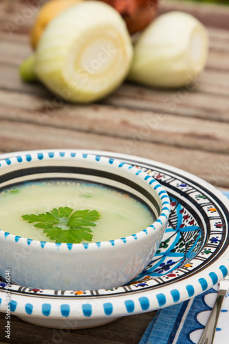 Photo: Fennel cream soup in the traditional tunisian plate Fennel cream soup in the traditional tunisian plate