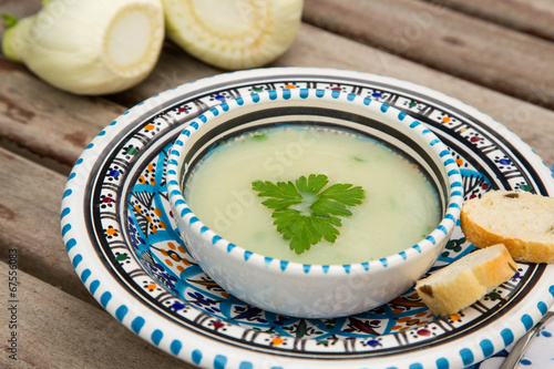Photo: Fennel cream soup in the traditional tunisian plate Fennel cream soup in the traditional tunisian plate