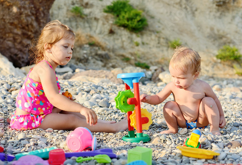 Photo: children on the beach children on the beach