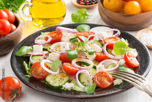 Photo: Greek salad with feta cheese Greek salad with feta cheese