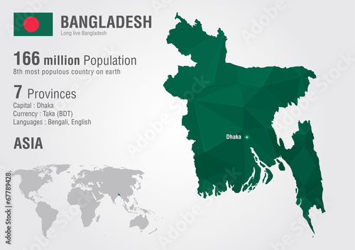 Vector: Bangladesh world map woth a pixel diamond texture. Bangladesh world map woth a pixel diamond texture.