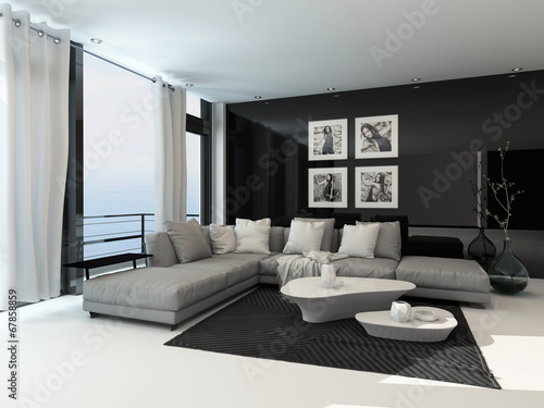 Illustration: Lounge interior in a coastal apartment Lounge interior in a coastal apartment