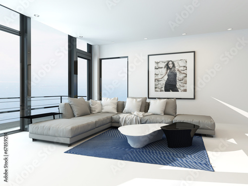Illustration: Modern waterfront apartment interior Modern waterfront apartment interior