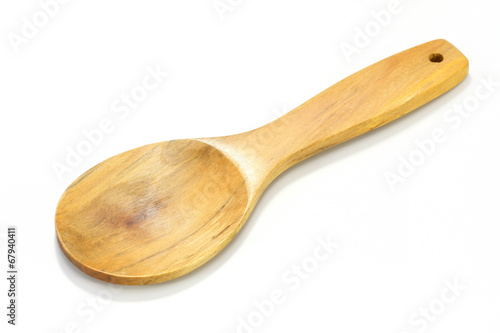 Photo: wooden spoon on white background wooden spoon on white background