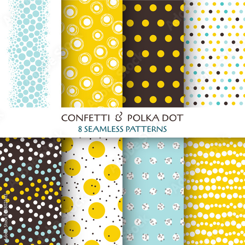 Vector: 8 Seamless Patterns - Confetti and Polka Dot - texture 8 Seamless Patterns - Confetti and Polka Dot - texture
