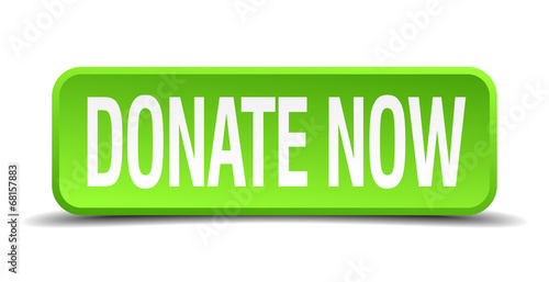 Vector: donate now green 3d realistic square isolated button donate now green 3d realistic square isolated button