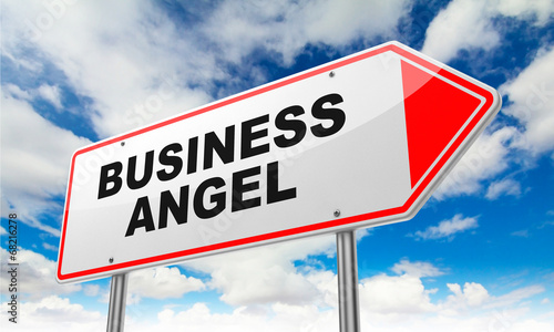 Illustration: Business Angel on Red Road Sign. Business Angel on Red Road Sign.