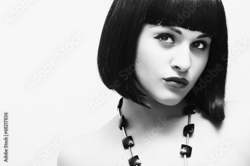 Photo: Beautiful Brunette Girl.bob Haircut.beauty woman.Isolated Beautiful Brunette Girl.bob Haircut.beauty woman.Isolated