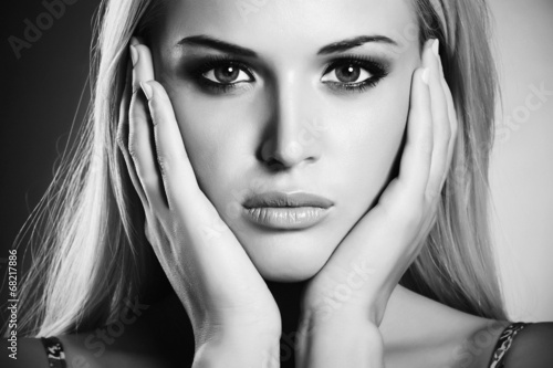 Photo: Beautiful Young Woman.Blond girl.Art monochrome portrait Beautiful Young Woman.Blond girl.Art monochrome portrait