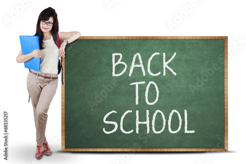 Photo: Female student back to school Female student back to school