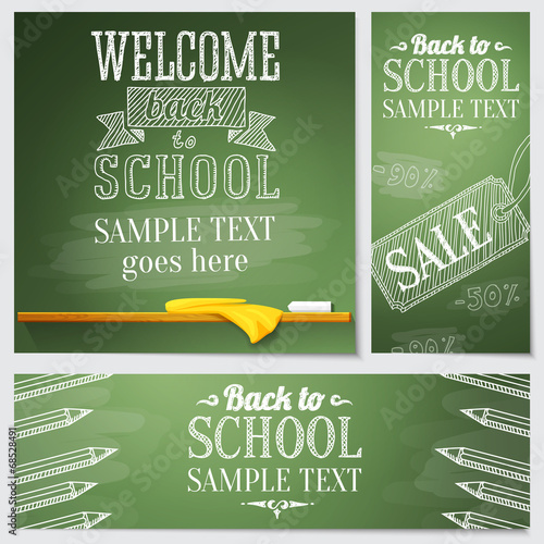 Vector: Set of school banners - different web site templates with sample Set of school banners - different web site templates with sample