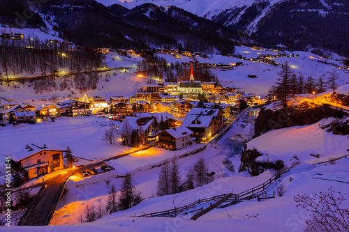 Photo: Mountains ski resort Solden Austria - sunset Mountains ski resort Solden Austria - sunset
