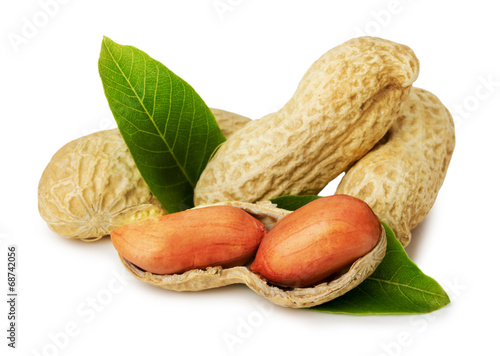 Photo: peanuts in shell isolated on the white background peanuts in shell isolated on the white background