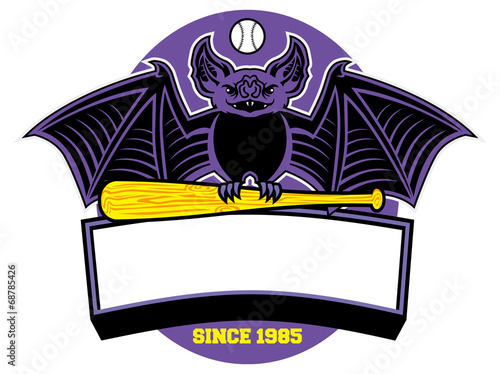 Vector: bat baseball mascot bat baseball mascot