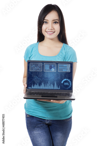 Photo: Woman showing business chart 1 Woman showing business chart 1