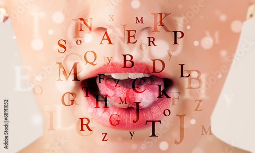 Photo: Beautiful girl lips breathing fonts and characters Beautiful girl lips breathing fonts and characters